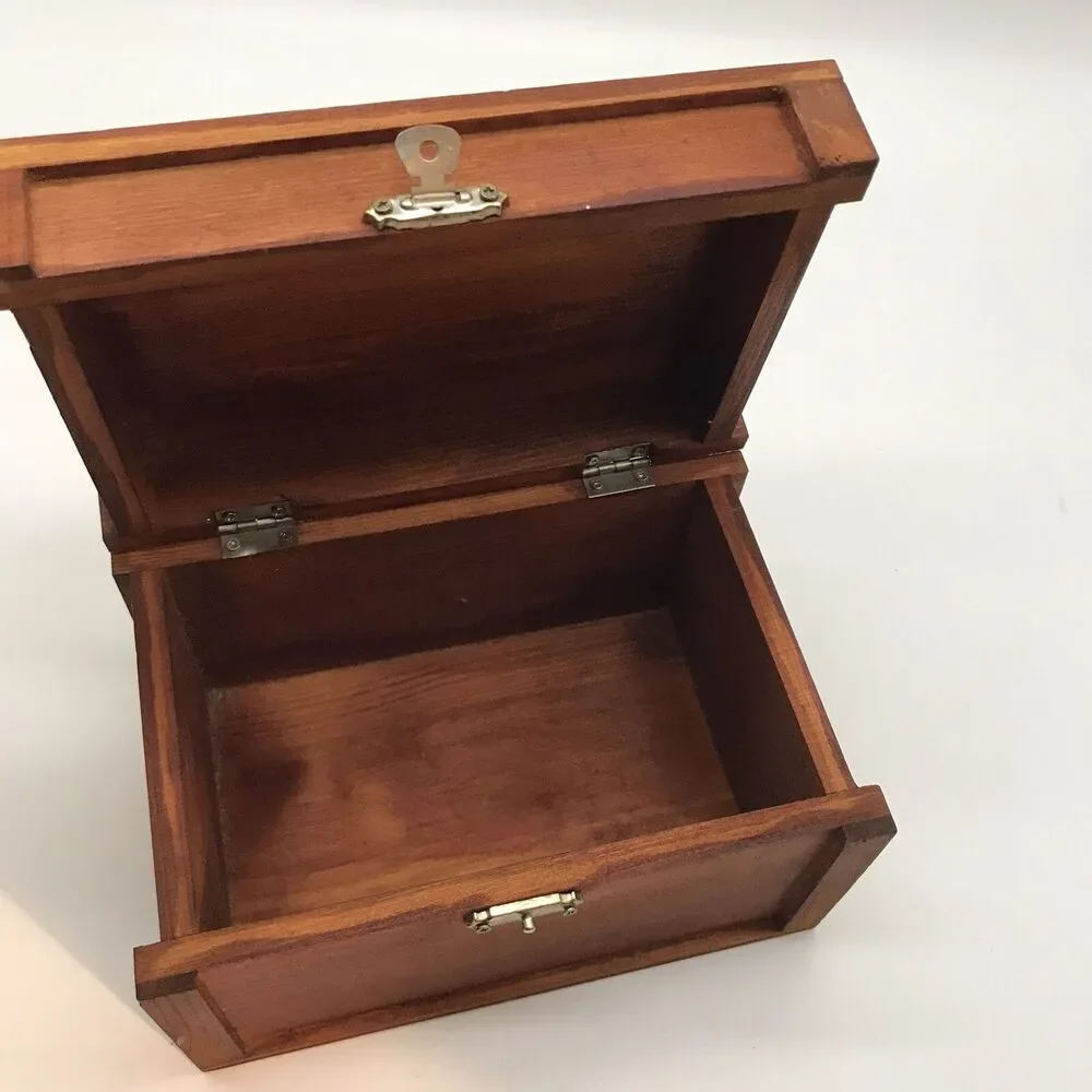 Small Wooden Curved Top Box Hinged Latch Storage Crafts Jewelry Keepsakes Cards
